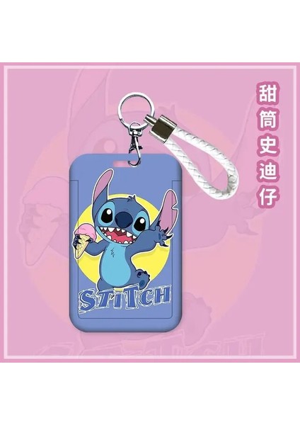 P7 Disney Stitch Ölçeklenebilir Kart Tutucu Kordon Anime Karikatür Mickey Mouse Minnie Boyun Askısı Asılı Halat Kimlik Kartı Kapağı Hediyeler (Yurt Dışından)