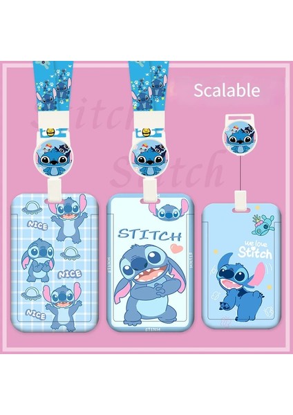 P7 Disney Stitch Ölçeklenebilir Kart Tutucu Kordon Anime Karikatür Mickey Mouse Minnie Boyun Askısı Asılı Halat Kimlik Kartı Kapağı Hediyeler (Yurt Dışından) fiyatları