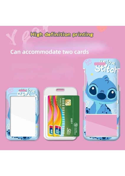 P7 Disney Stitch Ölçeklenebilir Kart Tutucu Kordon Anime Karikatür Mickey Mouse Minnie Boyun Askısı Asılı Halat Kimlik Kartı Kapağı Hediyeler (Yurt Dışından) modelleri
