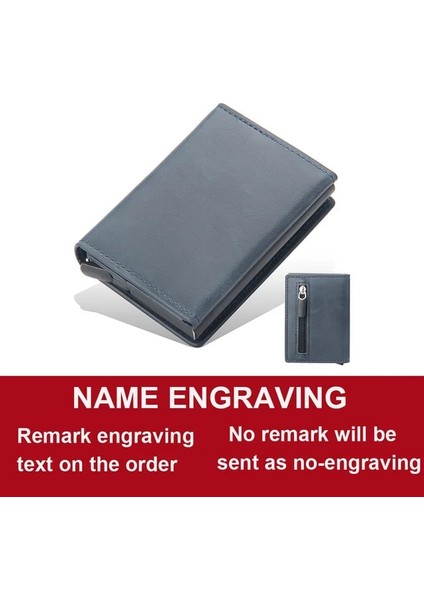 Mavi 2021 Rfid Erkek Kart Cüzdan Ücretsiz Isim Gravür Ince Mini Cüzdan Fermuar Manyetik Düğme Kart Sahipleri Küçük Kart Çanta (Yurt Dışından)