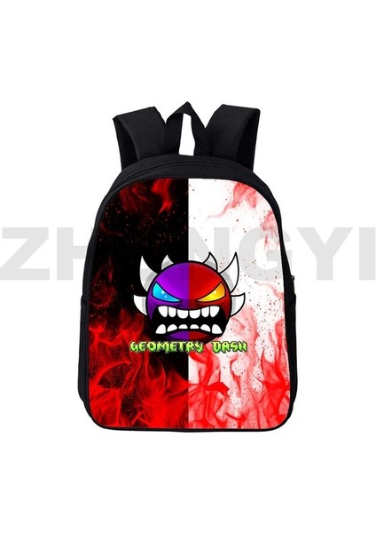 GEOMETRY103 12 Inç 30X24X12 cm Moda Tuval Kızgın Geometri Dash Sırt Çantası Okul Genç 12/16 Inç Anime Japon Çanta Erkek Açık Seyahat Spor Sırt Çantası (Yurt Dışından)