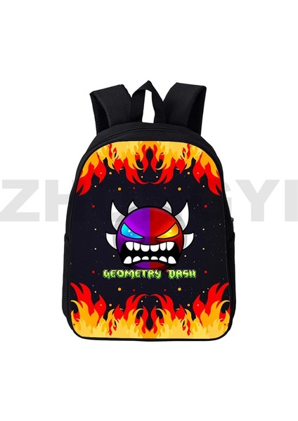 GEOMETRY103 12 Inç 30X24X12 cm Moda Tuval Kızgın Geometri Dash Sırt Çantası Okul Genç 12/16 Inç Anime Japon Çanta Erkek Açık Seyahat Spor Sırt Çantası (Yurt Dışından) indirimleri