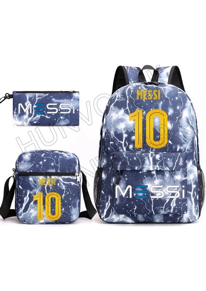 Lavanta 3 Adet Set Messi Sırt Çantası Basit Hafif Açık Öğrenci Okul Çantası Su Geçirmez Seyahat Dizüstü Tuval Mochilas Kadın Erkek (Yurt Dışından) indirimleri
