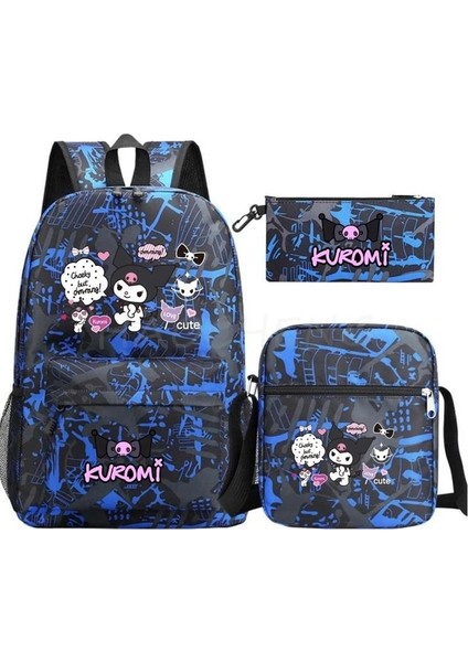 Set 16 Inç Sırt Çantası Güzel Kuromi Melodi 3 Adet/takım Karikatür Gençler Için Okul Çantaları Açık Havada Seyahat Su Geçirmez Schoolbag Çocuk Oğlan Kız (Yurt Dışından)