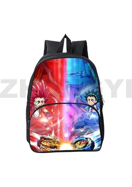 BEYBLADE199 12 Inç 24X30X11 cm Komik Karikatür Beyblade Burst 3D Sırt Çantası Erkek Açık Spor Okul Çantaları 12/16 Inç Mini Sırt Çantası Japon Anime Çanta Kadınlar Için (Yurt Dışından)