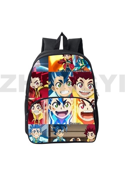 BEYBLADE208 16 Inç 40X30X16 cm Komik Karikatür Beyblade Burst 3D Sırt Çantası Erkek Açık Spor Okul Çantaları 12/16 Inç Mini Sırt Çantası Japon Anime Çanta Kadınlar Için (Yurt Dışından)