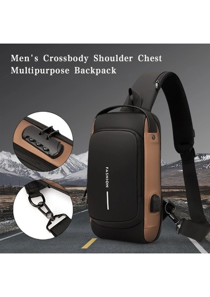 Mavi USB Bağlantı Noktası ile Erkekler Moda Göğüs Çantası Anti-Hırsızlık Bant Çantası USB Şarj Bağlantı Noktası ile Taşınabilir Sırt Çantası Erkek Pu Omuz Doğa Sporları Crossbody Çanta (Yurt Dışından) fiyatları