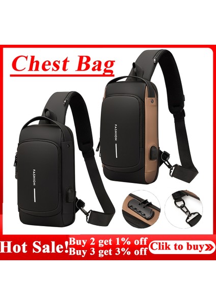 Mavi USB Bağlantı Noktası ile Erkekler Moda Göğüs Çantası Anti-Hırsızlık Bant Çantası USB Şarj Bağlantı Noktası ile Taşınabilir Sırt Çantası Erkek Pu Omuz Doğa Sporları Crossbody Çanta (Yurt Dışından) fırsatları