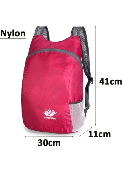 Gül Kırmızı Taşınabilir Unisex Hafif Açık Sırt Çantası Su Geçirmez Katlanır Sırt Çantası Seyahat Yürüyüş Bisiklet Sırt Çantası Çanta Eğlence Spor Çantası (Yurt Dışından)