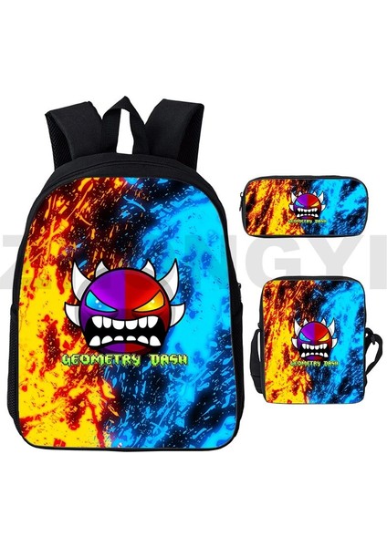 GEOMETRY148 3 Adet Set 12 Inç Sıcak Oyun Kızgın Geometri Dash Sırt Çantaları 3 Adet/takım Doğa Sporları Okul Sırt Çantası Erkekler Için Kalem Kutusu Vintage Seyahat Çantası Kadın (Yurt Dışından) modelleri