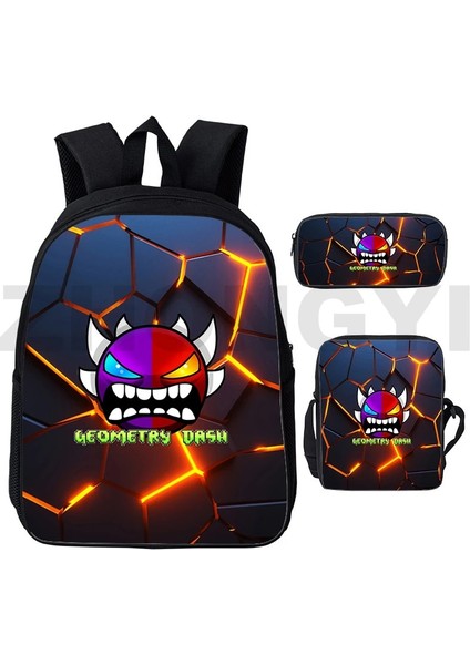 GEOMETRY148 3 Adet Set 12 Inç Sıcak Oyun Kızgın Geometri Dash Sırt Çantaları 3 Adet/takım Doğa Sporları Okul Sırt Çantası Erkekler Için Kalem Kutusu Vintage Seyahat Çantası Kadın (Yurt Dışından) fırsatları