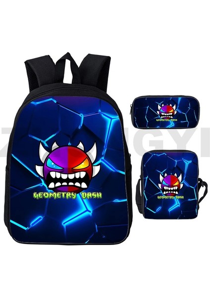 GEOMETRY148 3 Adet Set 12 Inç Sıcak Oyun Kızgın Geometri Dash Sırt Çantaları 3 Adet/takım Doğa Sporları Okul Sırt Çantası Erkekler Için Kalem Kutusu Vintage Seyahat Çantası Kadın (Yurt Dışından) indirimleri