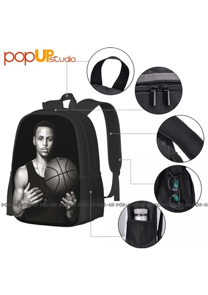 Siyah Bir Boyut Stephen Curry Portre Grafik Sırt Çantası Büyük Kapasiteli Gizli Sakli Konusmalar Softback Jimnastikçi Çantası Açık Koşu (Yurt Dışından)