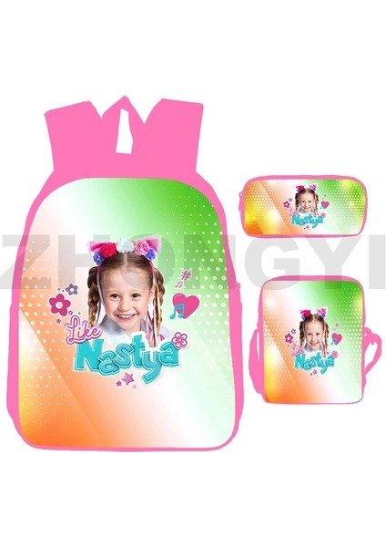 NASTYA167 3 Adet Set 12 Inç 3D Baskılı Rusya Gibi Nastya Sevimli Sırt Çantaları Kızlar Için Trendy Okul Çantaları Pembe Kitap Çantası Gençler Açık Spor Seyahat Sırt Çantası (Yurt Dışından)
