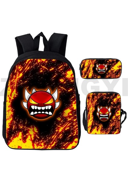 GEOMETRY189 3 Adet Set 12 Inç 3D Harajuku Kızgın Geometri Dash Sırt Çantaları 3 Adet/takım Kanvas Dizüstü Iş Sırt Çantası Öğrencileri Açık Spor Mochila Okul Çantaları (Yurt Dışından) fiyatları