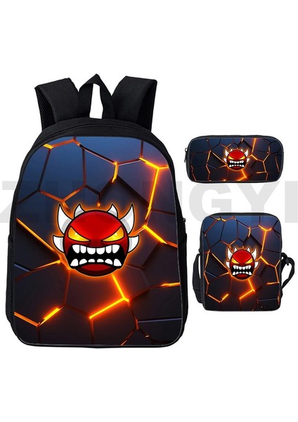 GEOMETRY189 3 Adet Set 12 Inç 3D Harajuku Kızgın Geometri Dash Sırt Çantaları 3 Adet/takım Kanvas Dizüstü Iş Sırt Çantası Öğrencileri Açık Spor Mochila Okul Çantaları (Yurt Dışından) modelleri