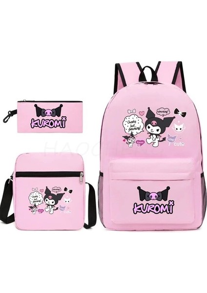Set 16 Inç Sırt Çantası Güzel Kuromi Melodi 3 Adet/takım Karikatür Gençler Için Okul Çantaları Açık Havada Seyahat Su Geçirmez Schoolbag Çocuk Oğlan Kız (Yurt Dışından)