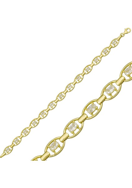 925 Ayar Gümüş Gold Oval Su Yolu Bileklik