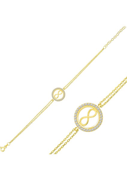 925 Ayar Gümüş Gold Sonsuzluk Bileklik