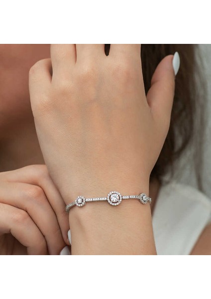 925 Ayar Gümüş Üç Taşlı Su Yolu Bileklik fiyatları