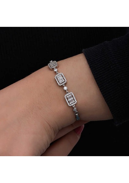 925 Ayar ​gümüş Baget Taşlı Kadın Bileklik modelleri