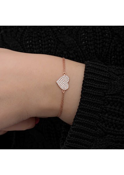 925 Ayar Gümüş Rose Kalp Kadın Bileklik fırsatları