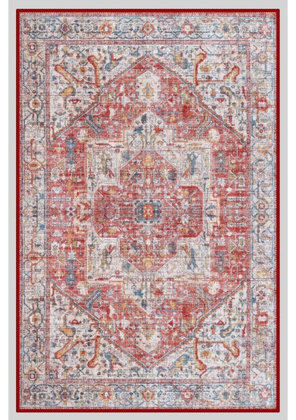 Vintage Desenli Halı, Pamuk Dokuma Pamuklu Taban Dekoratif Halı Kilim 25