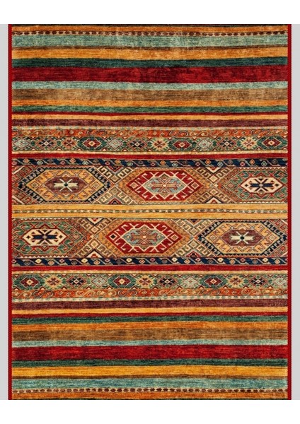 Vintage Desenli Halı, Pamuk Dokuma Pamuklu Taban Dekoratif Halı Kilim 15