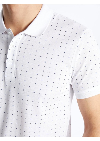 Classic Polo Yaka Kısa Kollu Desenli Pike Erkek Tişört