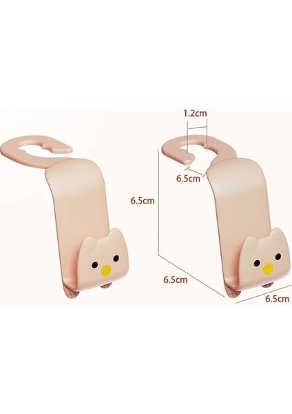 Pembe Karikatür 2 Adet Karikatür Araba Koltuğu Askı Kancası Maske Çanta Aksesuarları Tutucu Kanca Delme-Ücretsiz Yerden Tasarruf Sağlayan Araba Organizatör Standı Çanta Raf Standı (Yurt Dışından)