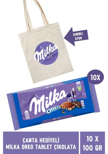 Çanta Hediyeli Milka Oreo Tablet Çikolata 100 gr - 10 Adet