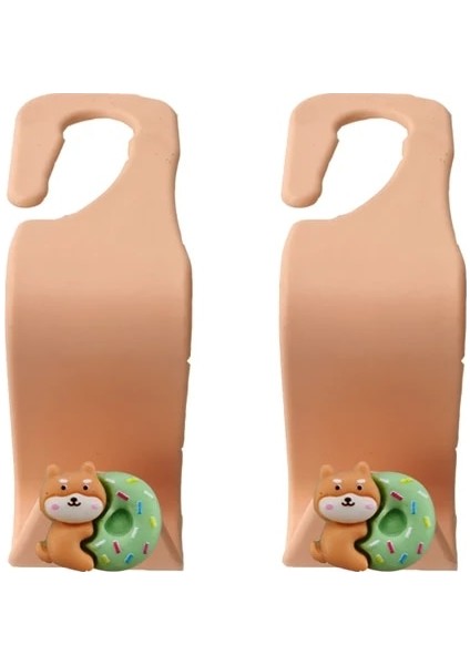 Pembe Köpek 2 Adet Karikatür Araba Koltuğu Askı Kancası Maske Çanta Aksesuarları Tutucu Kanca Delme-Ücretsiz Yerden Tasarruflu Araba Organizatör Standı Çanta Raf Standı (Yurt Dışından)