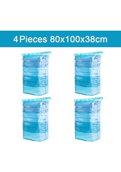 4 Adet 80X100X38CM Vakum Poşeti Saklama Torbaları Giysi Için Yorgan Battaniye Ev Dolap Organizatör Mühür Sıkıştırılmış Seyahat Yerden Tasarruf Sağlayan Mühür Paketi (Yurt Dışından)
