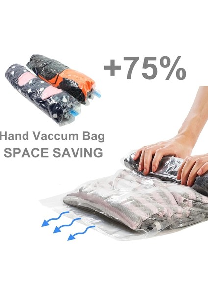 35X50CM Vakum Poşeti Giysi Saklama Çantası El Haddeleme Organizatör Şeffaf Sıkıştırma Seyahat Saklama Çantası Yerden Tasarruf Sağlayan Katlanabilir Çanta (Yurt Dışından)