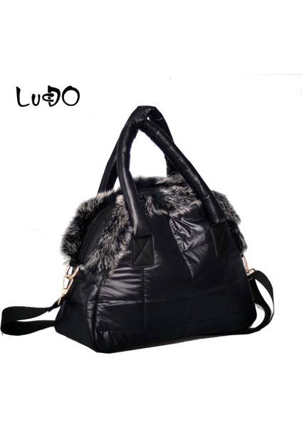 Kırmızı 34X25X14CM Lucdo Marka Lüks Çanta 2022 Yeni Kış Kadın Sıcak Uzay Pamuk Kabuk Çanta Tasarımcısı Tavşan Kürk Çanta Bayan Omuz Çantası (Yurt Dışından) indirimleri