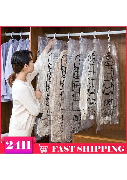 67X110CM Dolap Asılı Organizatör Vakum Torbası Giysi Saklama Çantası Askı ile Yerden Tasarruflu Temizle Mühür Çanta Dolap Sıkıştırılmış Çanta (Yurt Dışından) fiyatları