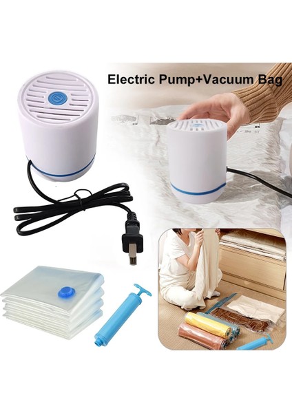 Pompa Çanta Seti Elektrikli Pompa Sıkıştırılmış Çanta Mini Şişme Hava Pompası Yerden Tasarruflu Depolama Organizatör Giysi Yorgan USB Vakum Mühürleyen Makinesi (Yurt Dışından) modelleri