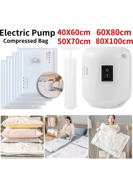 40X60CM Çanta Sıkıştırılmış Çanta Elektrikli Pompa Seyahat Vakum Torbası Pompası Vakumlama Makinesi Makinesi Space Saver Organizatör Giysi Yorgan Gıda Organizatör (Yurt Dışından) fiyatları