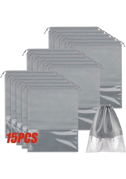 Normal 27CM x 36CM-15 Adet 5-15 Adet Seyahat Ayakkabı Çantası Büyük Taşınabilir Ipli Ayakkabı Saklama Torbaları Dokunmamış Toz Geçirmez Kese Ayakkabı Için Yerden Tasarruf Organizatör (Yurt Dışından)