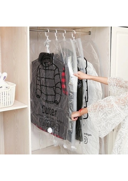 Stil A 6 Adet 1 ~ 8 Adet Asılı Şeffaf Vakum Saklama Çantası Giysi Organizatör Tasarrufu Yer Tutucu Katlanır Çanta Paketi Konfeksiyon Toz Geçirmez (Yurt Dışından) modelleri
