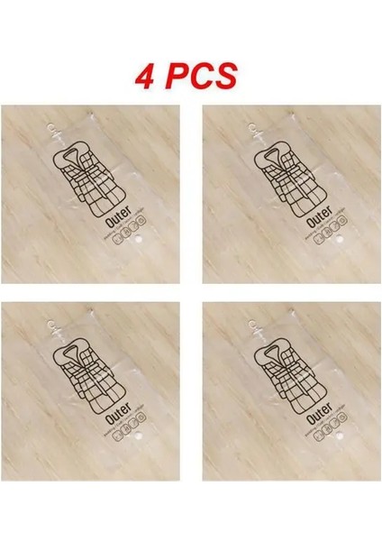 Stil A 4 Adet 1 ~ 8 Adet Asılı Şeffaf Vakum Saklama Çantası Giysi Organizatör Tasarrufu Uzay Tutucu Katlanır Çanta Paketi Konfeksiyon Toz Geçirmez (Yurt Dışından)