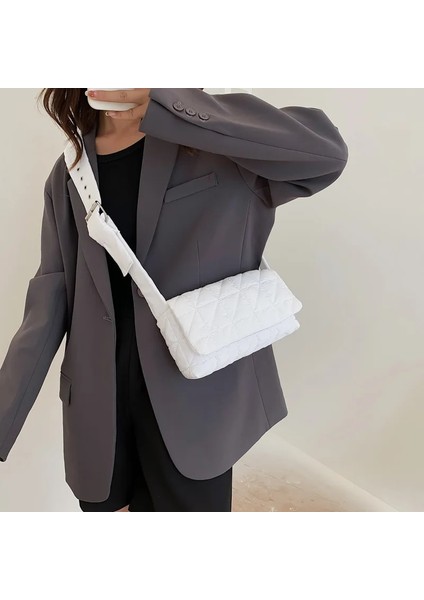 Pembe Yeni Moda Uzay Pedi Pamuk Kadın Omuz Çantaları Kış Naylon Yastıklı Kapitone Alışveriş Çantaları Kadın Rahat Crossbody Çanta Çanta (Yurt Dışından) modelleri