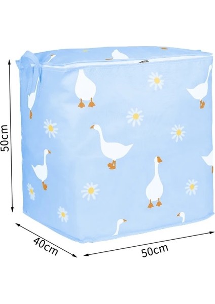 50X40X50CM-MAVI Katlanabilir Yorgan Organizatör Saklama Çantası Kapaklı Dolap Elbise Bagaj Nem Geçirmez Saklama Çantası Uzay Tasarruf Çantası Büyük Kapasiteli (Yurt Dışından)