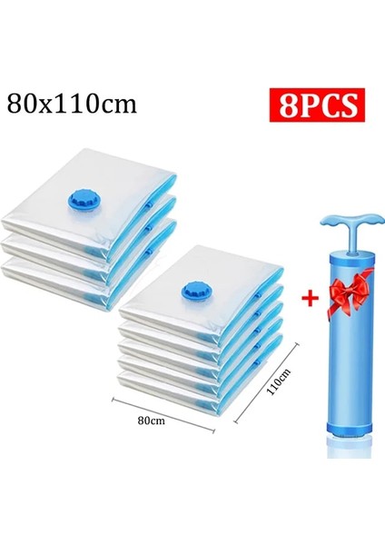 8 Adet 80X110 cm Büyük Kapasiteli Saklama Torbaları Vakum Seyahat Çantaları Giysi Yastıklar Yatak Battaniye Uzay Tasarrufu Sıkıştırma Yatak Ev Organizatör (Yurt Dışından)