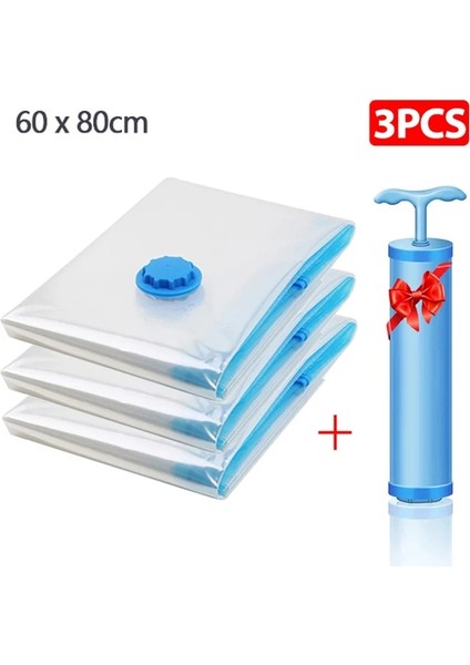 3 Adet 60X80 Uygun Vakum Poşeti Ev Düzenleyici Yorgan Elbise Vakum Saklama Çuval Su Geçirmez Sıkıştırma Seyahat Uzay Tasarrufu Hava Yastıkları (Yurt Dışından)