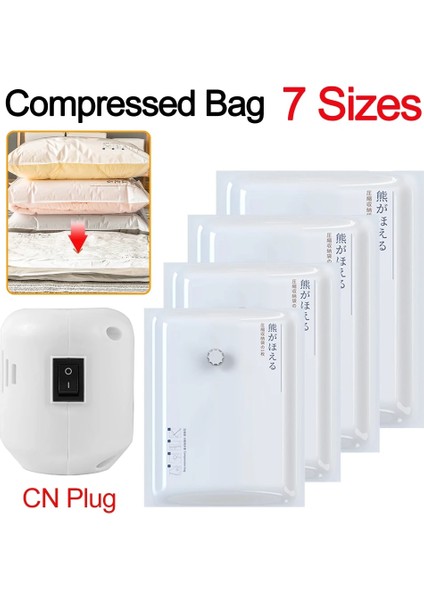 Set 21 Vakum Saklama Torbaları Sıkıştırılmış Çanta Elektrikli Pompa Yerden Tasarruf Sıkıştırma Seyahat Mühür Organizatör Giysi Yastıklar Yatak Dolap (Yurt Dışından) modelleri