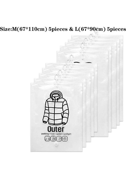 5 Adet M ve 5 Adet L Askı Dolapları ile Vakum Torbaları Uzay Tasarrufu Nem Geçirmez Depolama Toz Kapağı Giysi Saklama Yan Çekme Dolap Dolap Organizatör (Yurt Dışından)