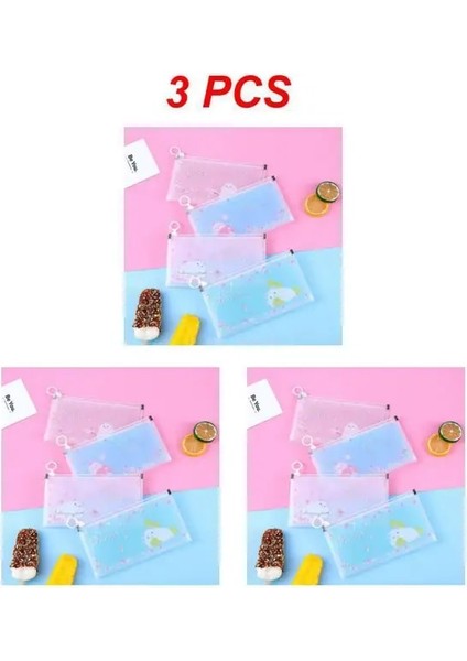 Stil D 3 Adet 1 ~ 5 Adet Karikatür Kırtasiye Çantası Snap Düğmesi Kalem Kutusu Sevimli Uzay Tavşan Yaratıcı Şeffaf Su Geçirmez Çocuk Kalem Depolama (Yurt Dışından)