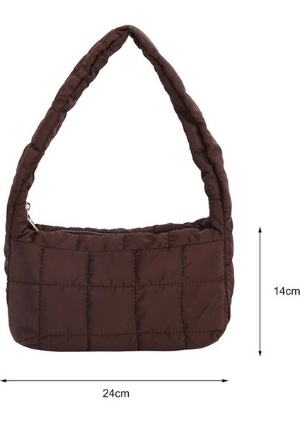 Kahverengi Taşınabilir Seyahat Kadın Yastıklı Naylon Üst Saplı Uzay Çanta Çanta Büyük Kapasiteli Bez Çantalar Kadın Tüy Yastıklı Omuz Çantası (Yurt Dışından)