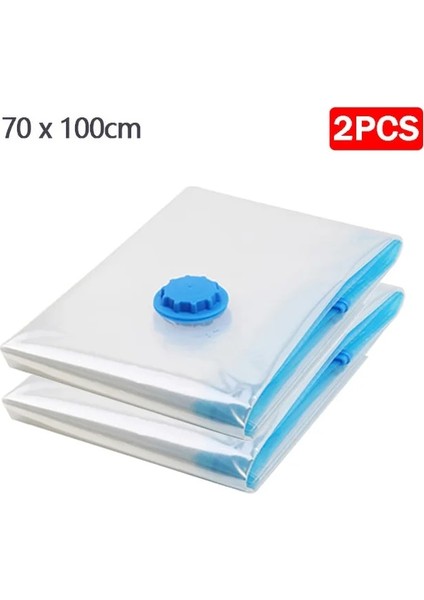 2 Adet 70X100CM 1/2 Adet Vakumlu Saklama Torbaları Giysi, Yatak Takımı, Yerden Tasarruf Sağlayan Çantalar Katlanır Sıkıştırılmış Organizatör Çantası Depolama Vakumlu Mühür Paketi (Yurt Dışından)